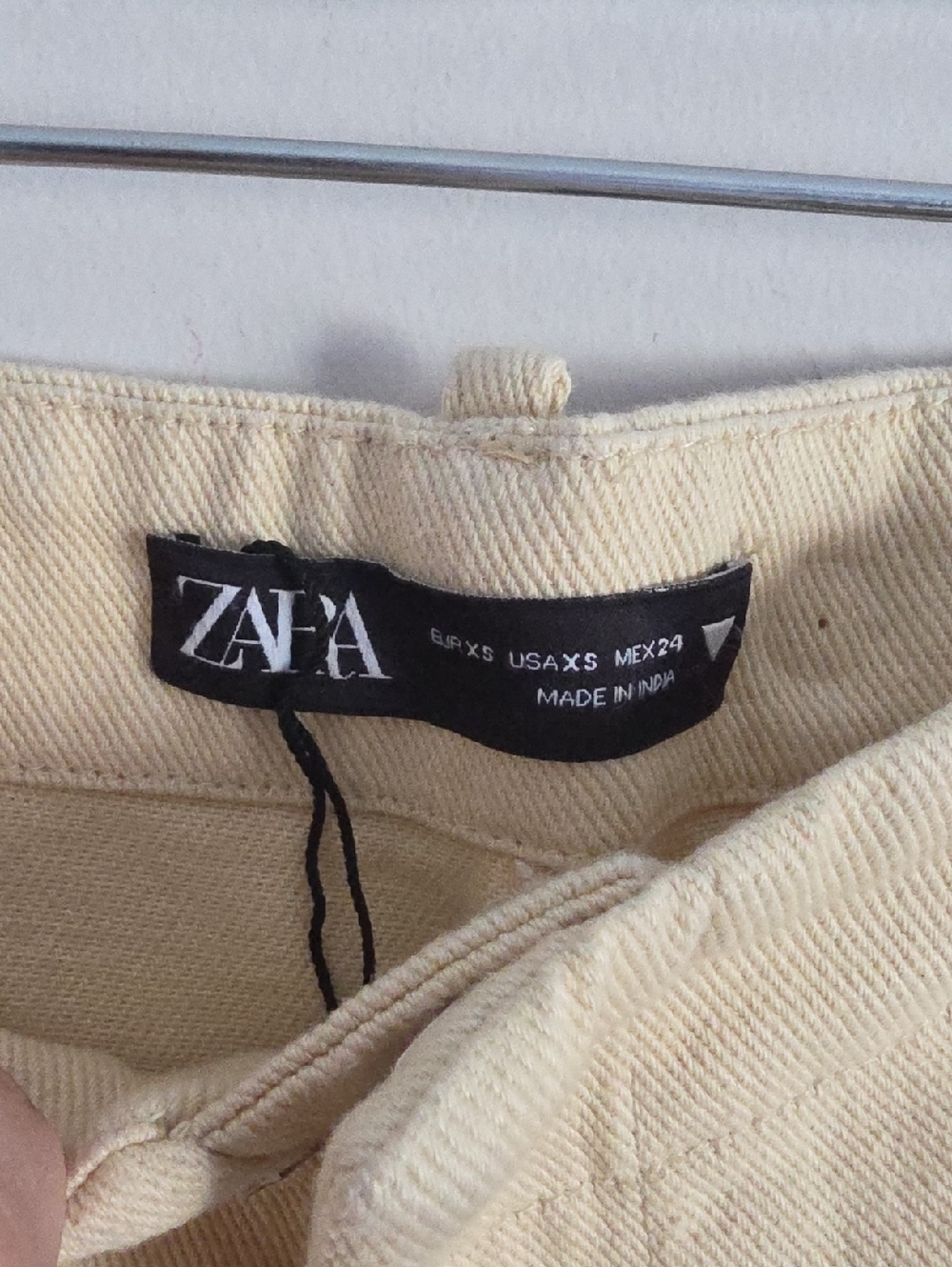 ZARA | Fold-Up Wide Leg Jeans turn-up hem Yellow Sz XS - Picture 3 of 5